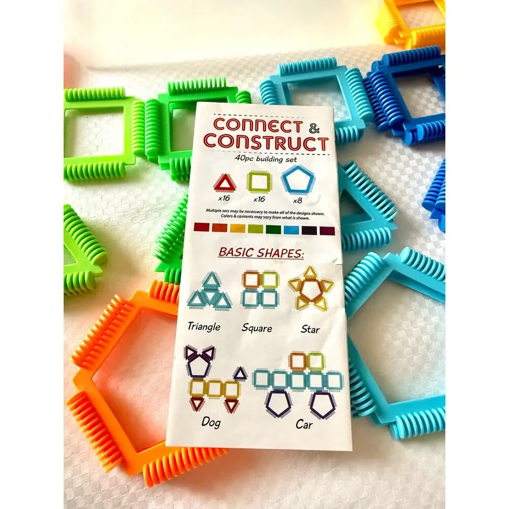 Connect & Construct 38 of 40 Piece Building Set (STEM Jr.) blocks shapes
